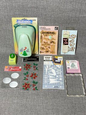 NEW Marvy Uchida “Clever Lever” Christmas Paper Punch 9pc Crafting Lot NIP